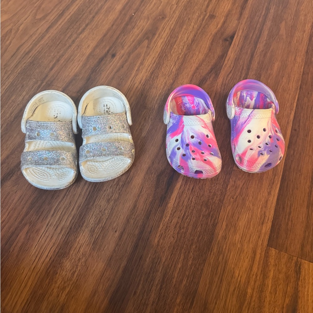 Kids Glitter Sandals and Pink crocSet